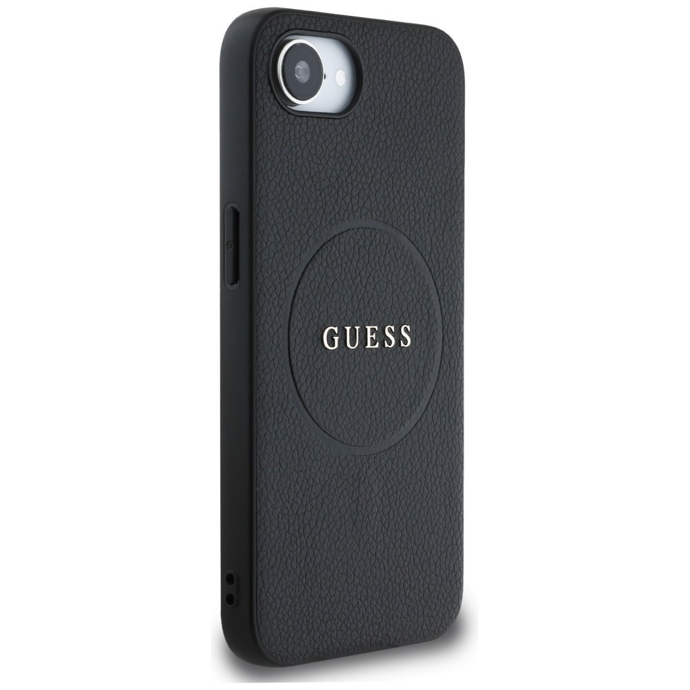 Etui Guess Grained Ring MagSafe do iPhone 16e czarny